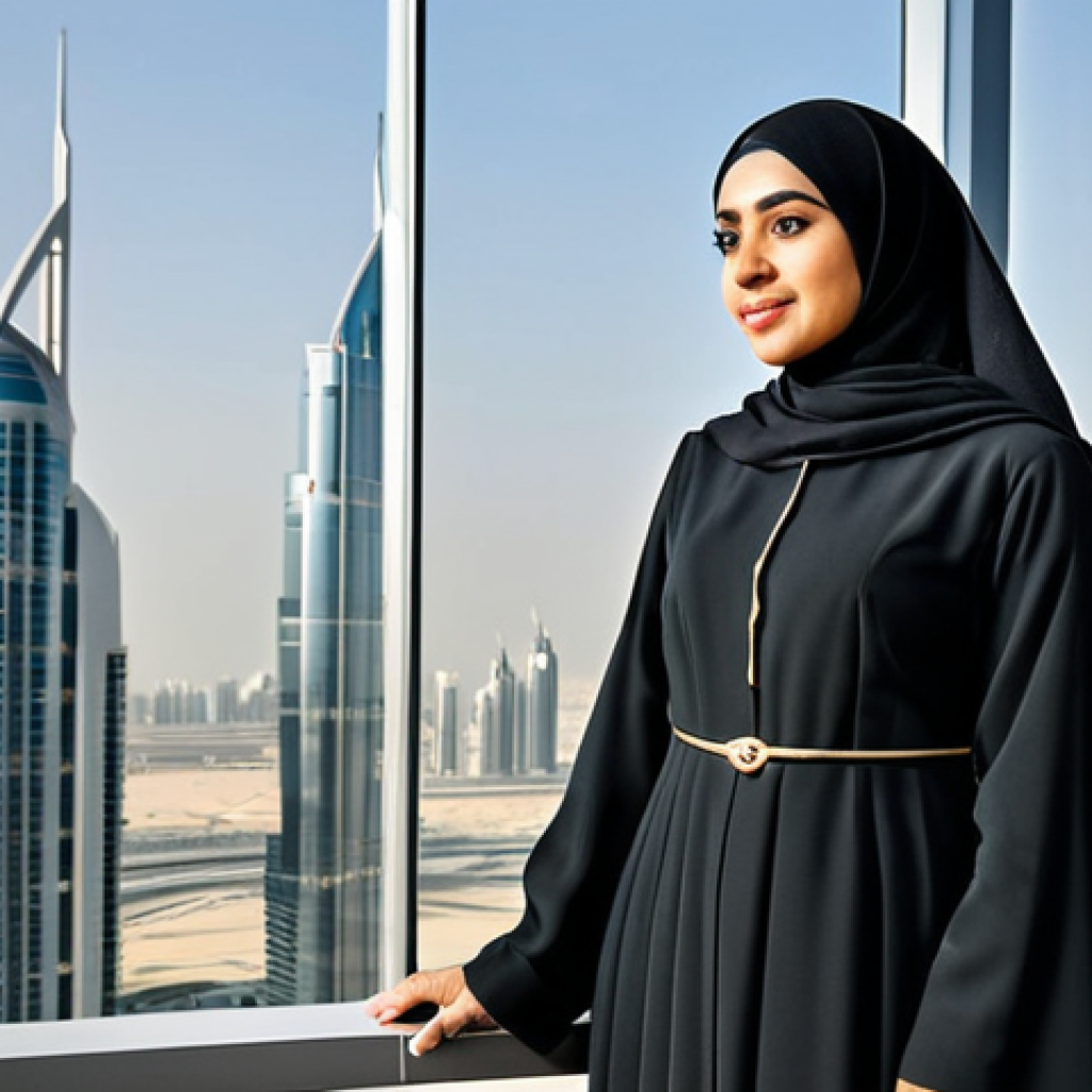 공인중개사 시험을 위한 집중 학습 전략 - **

A professional Emirati businesswoman in a modest, elegant business abaya, standing in a modern o...