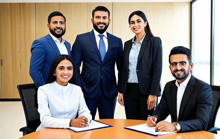 공인중개사 시험을 위한 집중 학습 전략 - **

A family-friendly scene of an Emirati real estate agent, fully clothed in traditional Kandura, s...