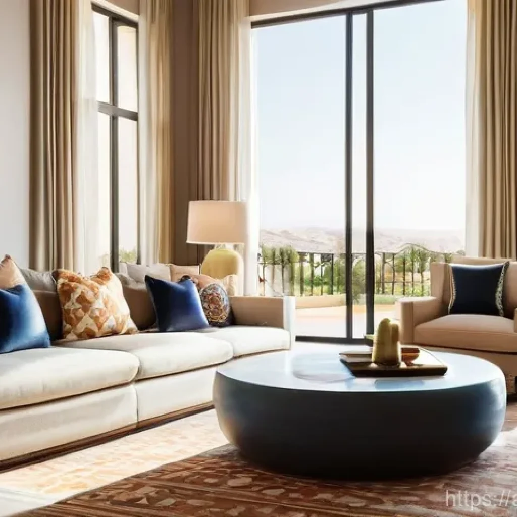 공인중개사와 부동산 관련 사회적 가치의 활용 사례 - **Prompt:** "A heartwarming and serene scene inside a modern, elegantly designed Arabic-style villa ...