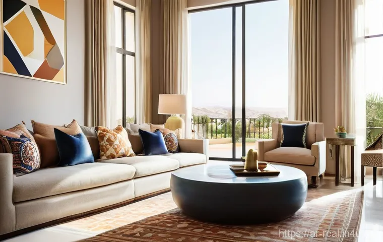 공인중개사와 부동산 관련 사회적 가치의 활용 사례 - **Prompt:** "A heartwarming and serene scene inside a modern, elegantly designed Arabic-style villa ...