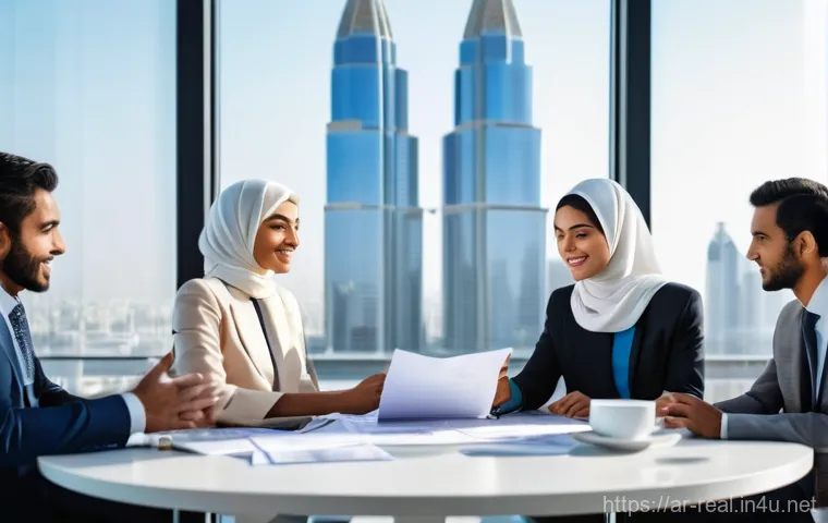 공인중개사 시험 과목별 출제 비율 분석 - **Prompt:** A group of diverse real estate professionals, including men and women in smart, modest b...