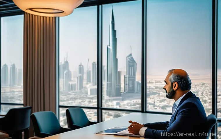 공인중개사와 부동산 정책 변화의 상관관계 - **Prompt:** A dynamic, modern cityscape in a prominent Arab capital, with a diverse group of profess...