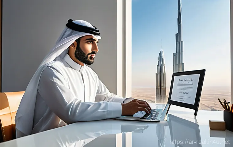 공인중개사 시험 대비 동영상 학습 자료 활용 - **Prompt:** A young, determined Arab man, professionally dressed in a crisp, light-colored thobe and...