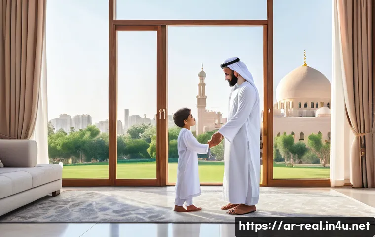 공인중개사와 부동산 관련 사회적 영향 분석 - **Prompt:** A heartwarming scene featuring a professional, smiling Arab real estate agent (male, wea...