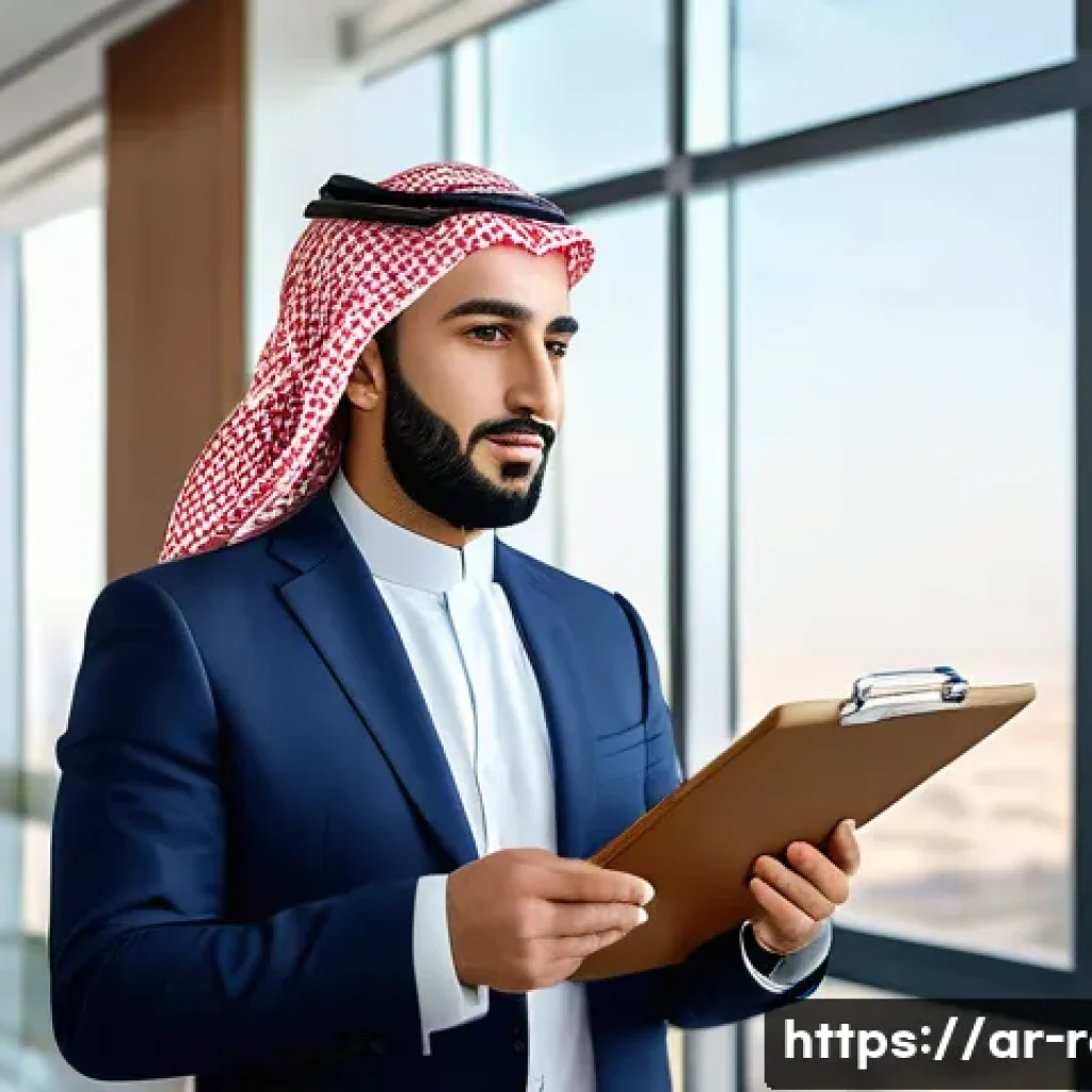공인중개사 자격증 취득 방법 - A professional Arab real estate broker in formal business attire, confidently holding a clipboard wi...