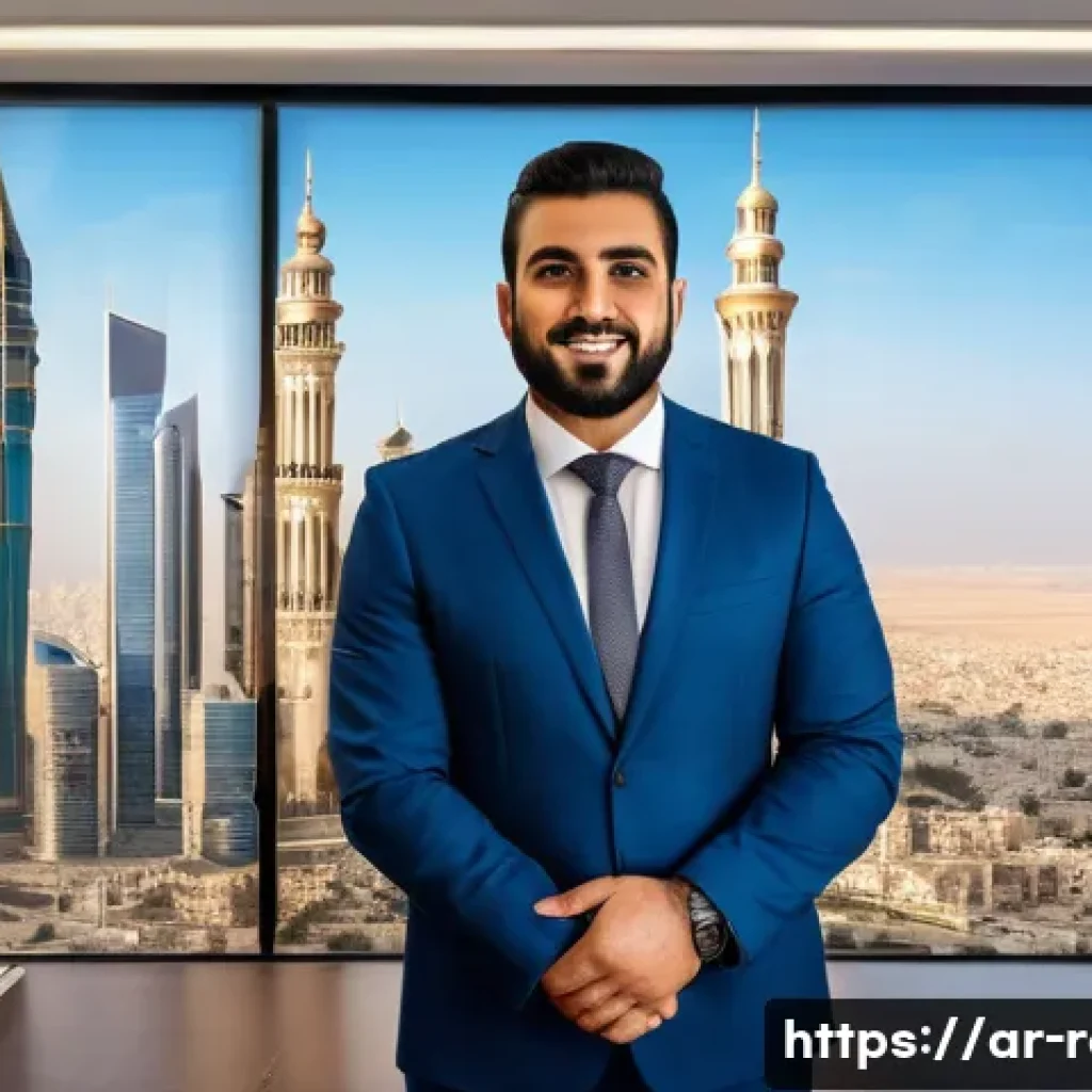 공인중개사 시험 과목별 최신 트렌드 - A professional Middle Eastern real estate agent in traditional business attire, standing confidently...