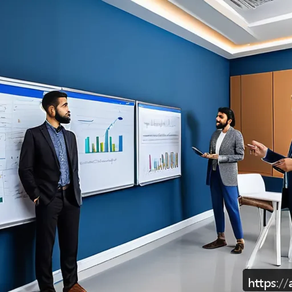 공인중개사 시험을 위한 추천 학원 - A modern classroom setting in a Middle Eastern real estate training institute, featuring a diverse g...