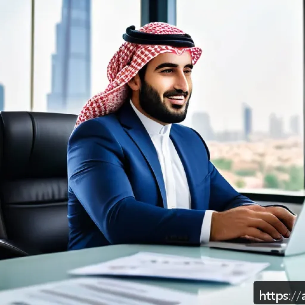 공인중개사와 부동산 시장의 연결 고리 - A professional Arab male real estate broker in a modern office setting, wearing a tailored suit and ...